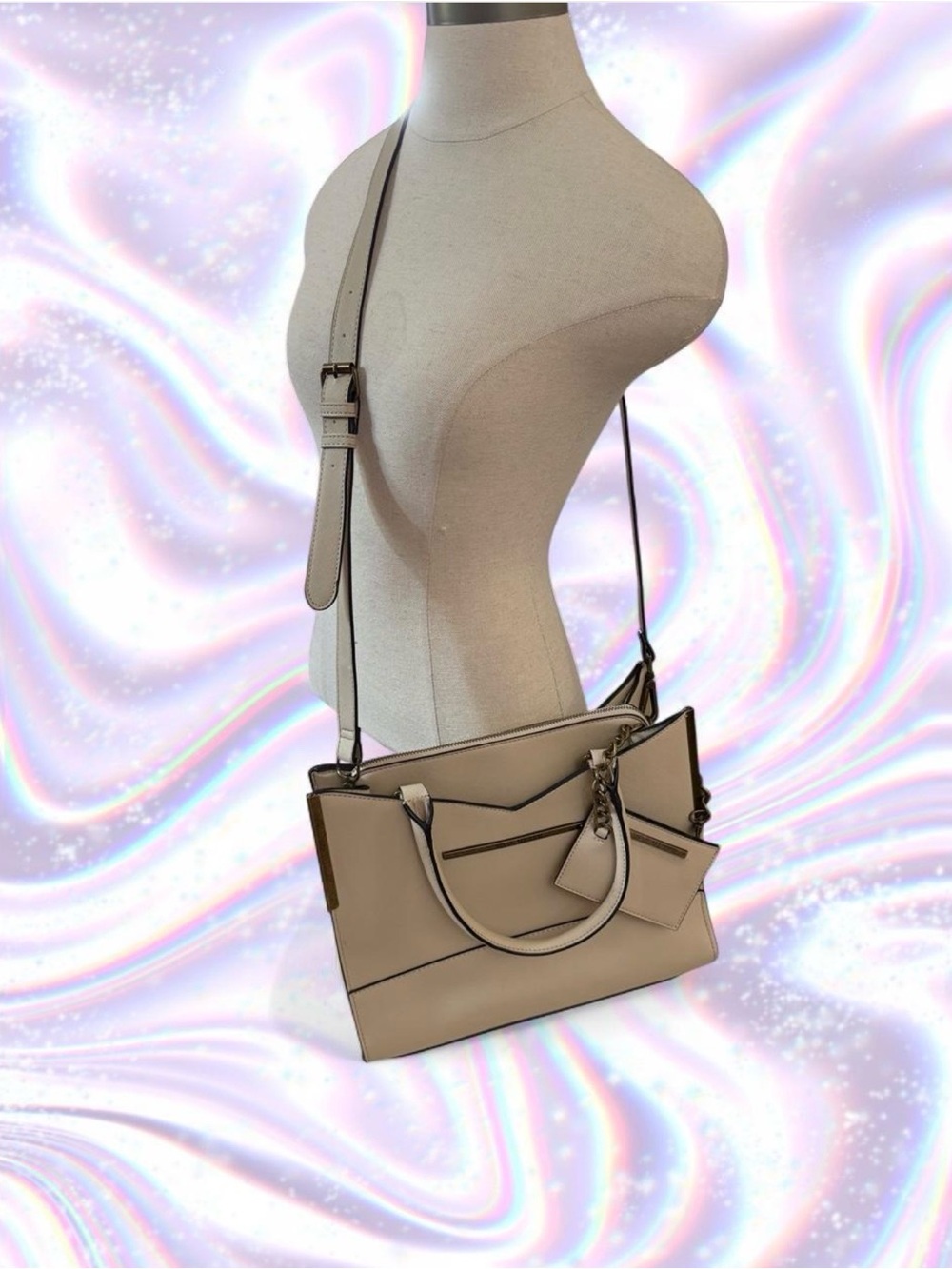 Steve Madden Beige Satchel with Detachable Strap